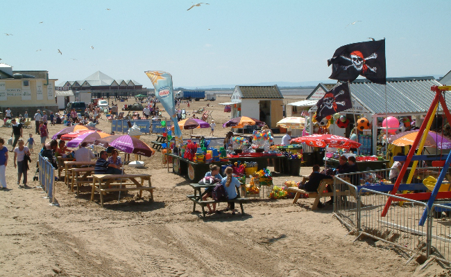 Cafes on teh beach in Weston Super Mare